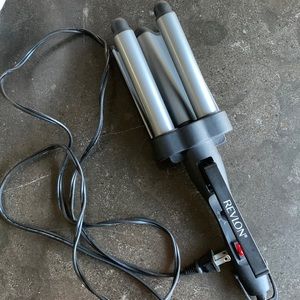 REVLON 3 Barrel Jumbo Hair Waver | Long-Lasting, Natural Looking Waves, (Grey)
